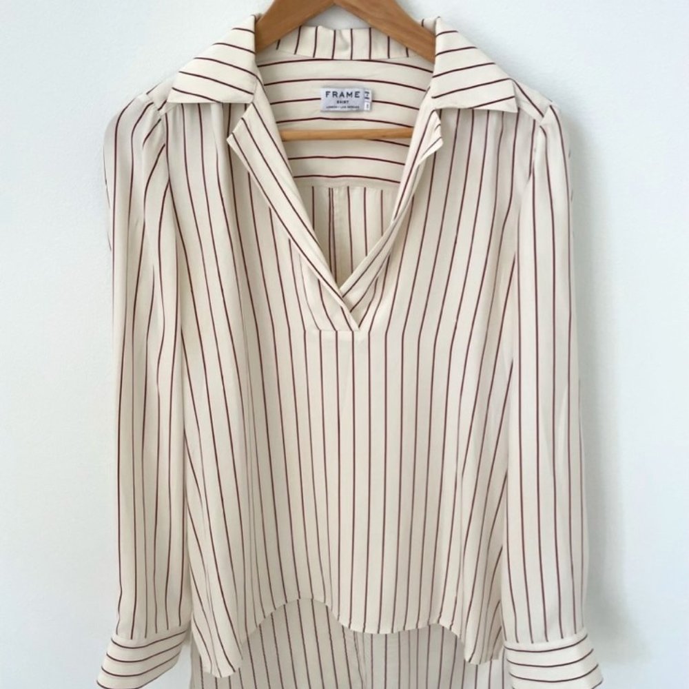 Frame Silk Pin-striped Shirt